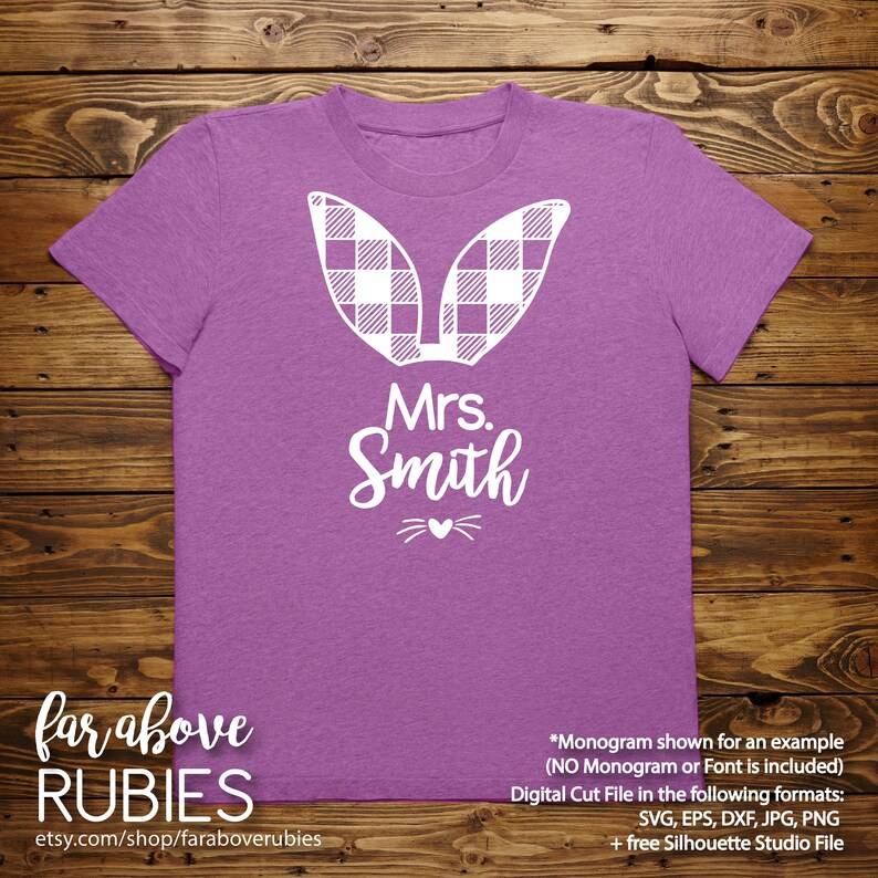 Easter SVG Plaid Bunny Ears SVG Nose Whiskers Name or ...