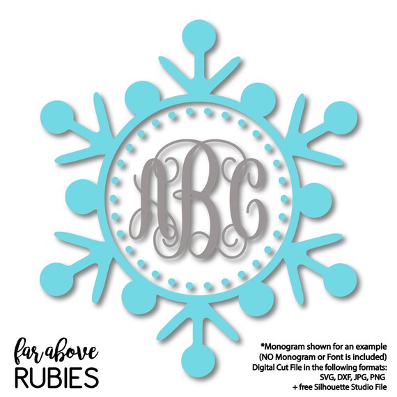 Winter Snowflake Monogram Frame Monogram Not Included Etsy