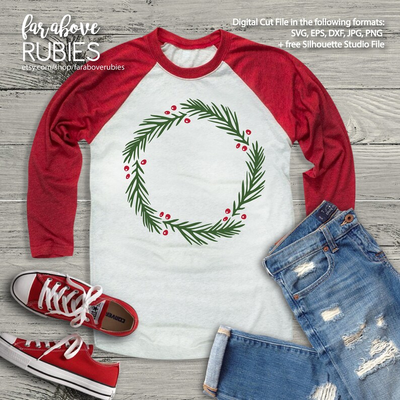 Download Christmas Wreath Pine Holly SVG EPS dxf png jpg digital | Etsy