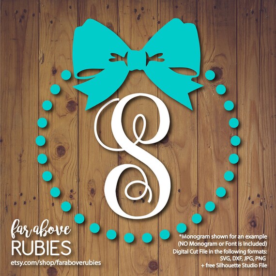 Download Free Classic Bow Tie Ribbon Monogram With Beads Pearls Monogram Etsy SVG Cut Files