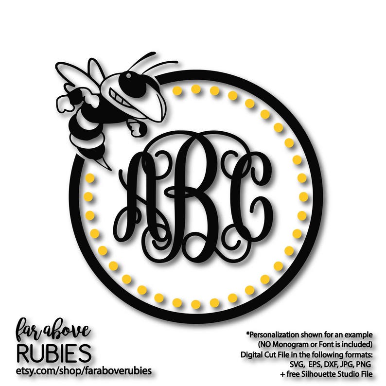 Yellow Jackets Stingers Monogram Circle monogram NOT Etsy
