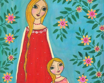 Mother and Daughter Art Print, Large Poster Print