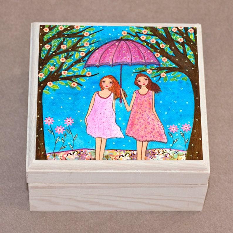 Jewelry Box Best Friends Sisters Wooden Trinket Box Etsy