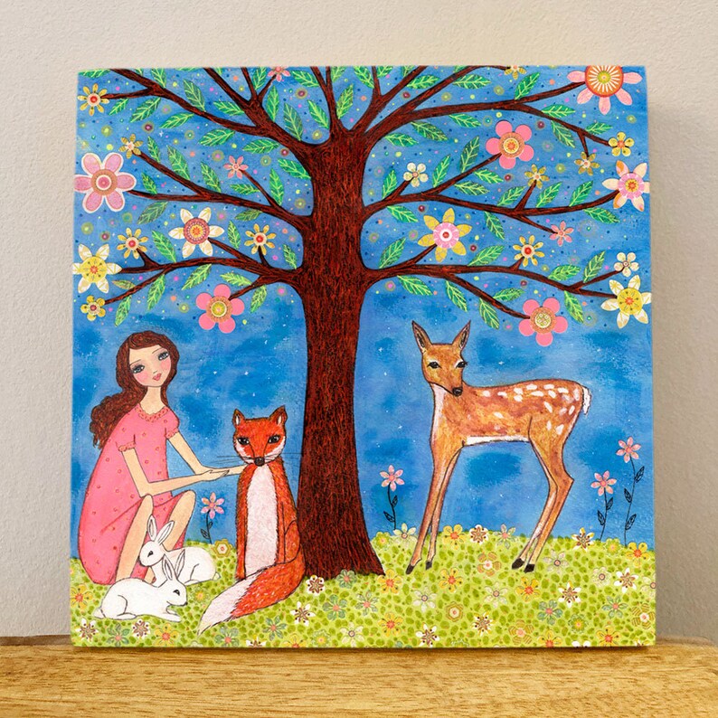 Woodland Animals Painting Art for Nursery Decor Children Etsy