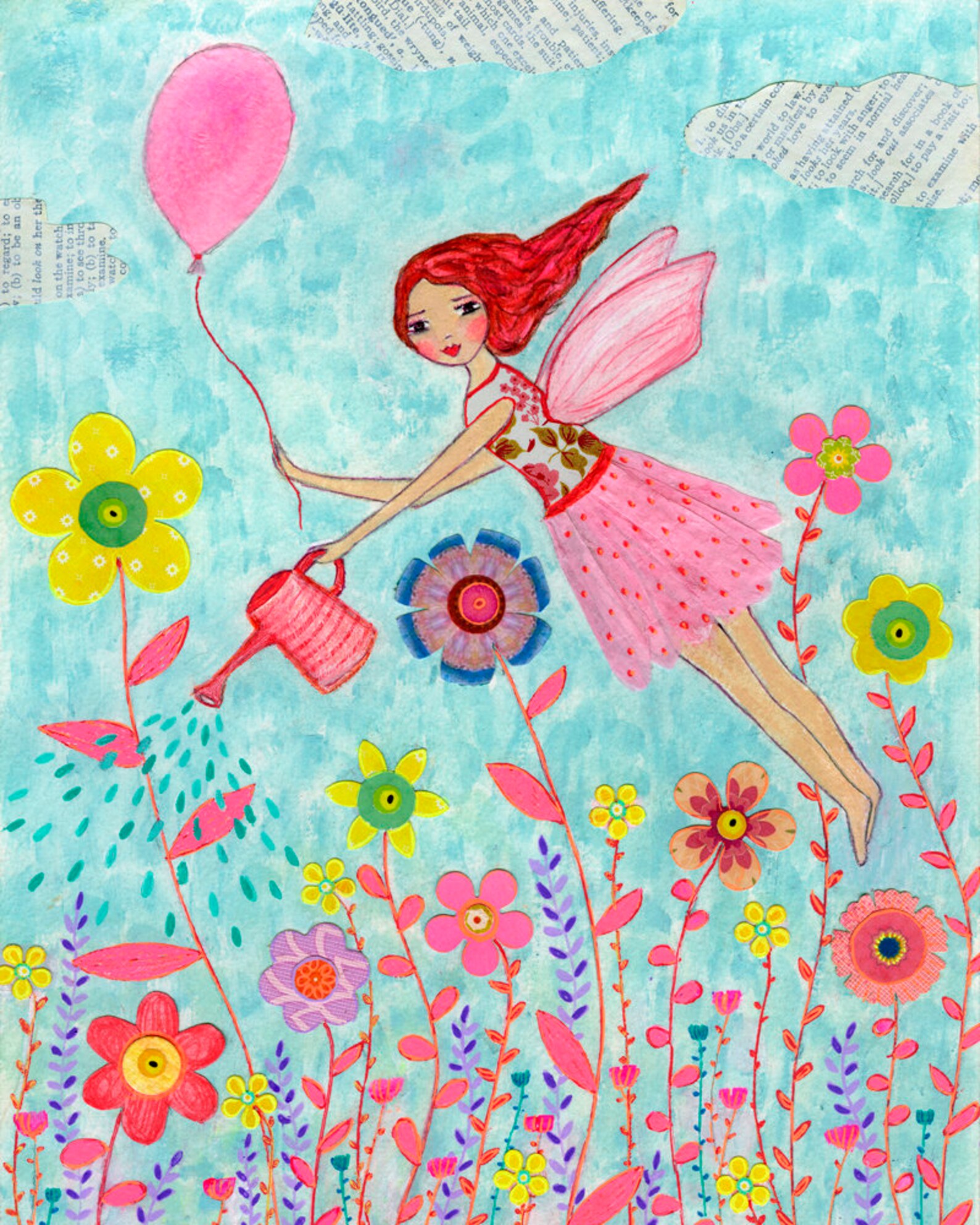 Large Nursery Art Print, Baby Girl Wall Art, Flying Fairy Art Print