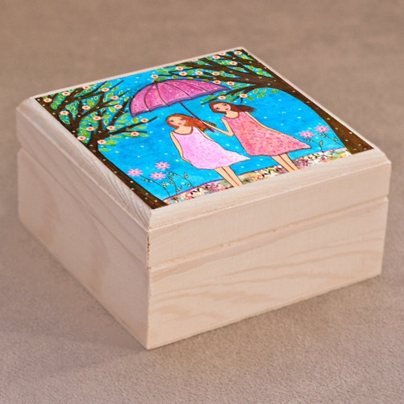 Jewelry Box Best Friends Sisters Wooden Trinket Box Etsy