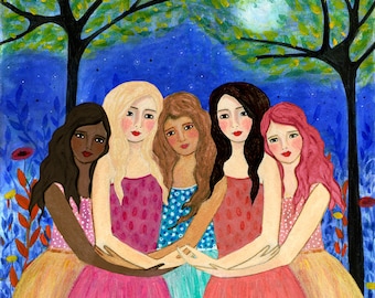 United Art Print, Strong Women Together, United Women of the World Art Print, Ethnic Women, Multicultural Art Painting, Women of the World