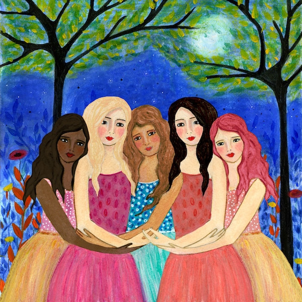 United Art Print, Strong Women Together, United Women of the World Art Print, Ethnic Women, Multicultural Art Painting, Women of the World