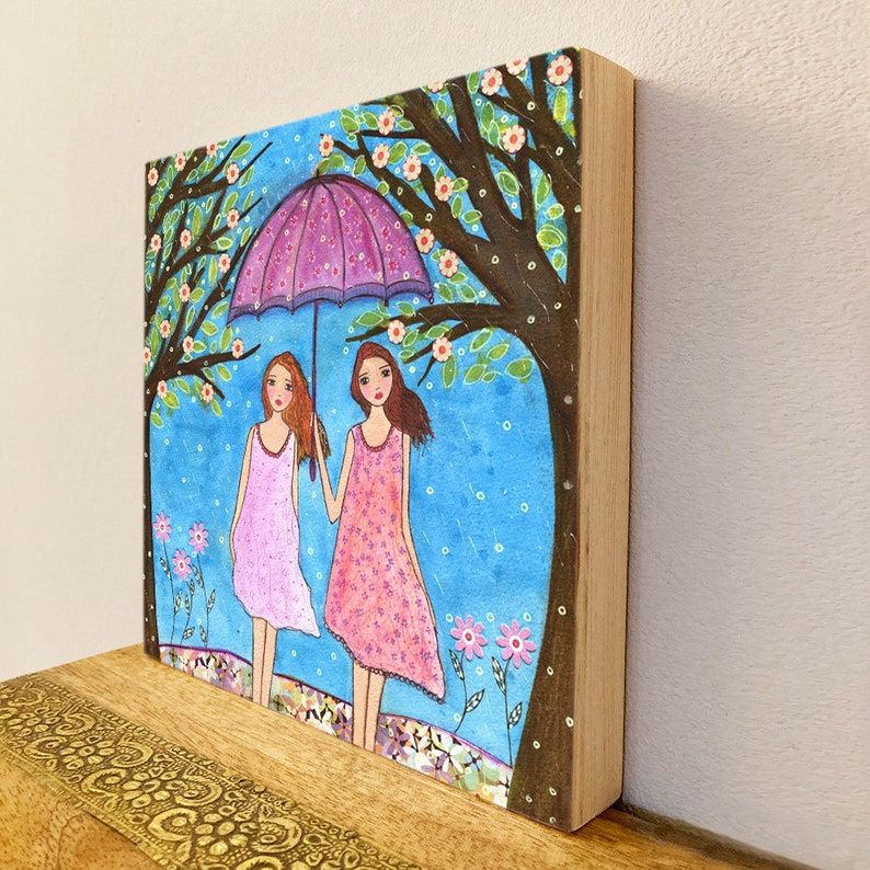 Friendship Painting Sister Painting Whimsical Folk Art - Etsy