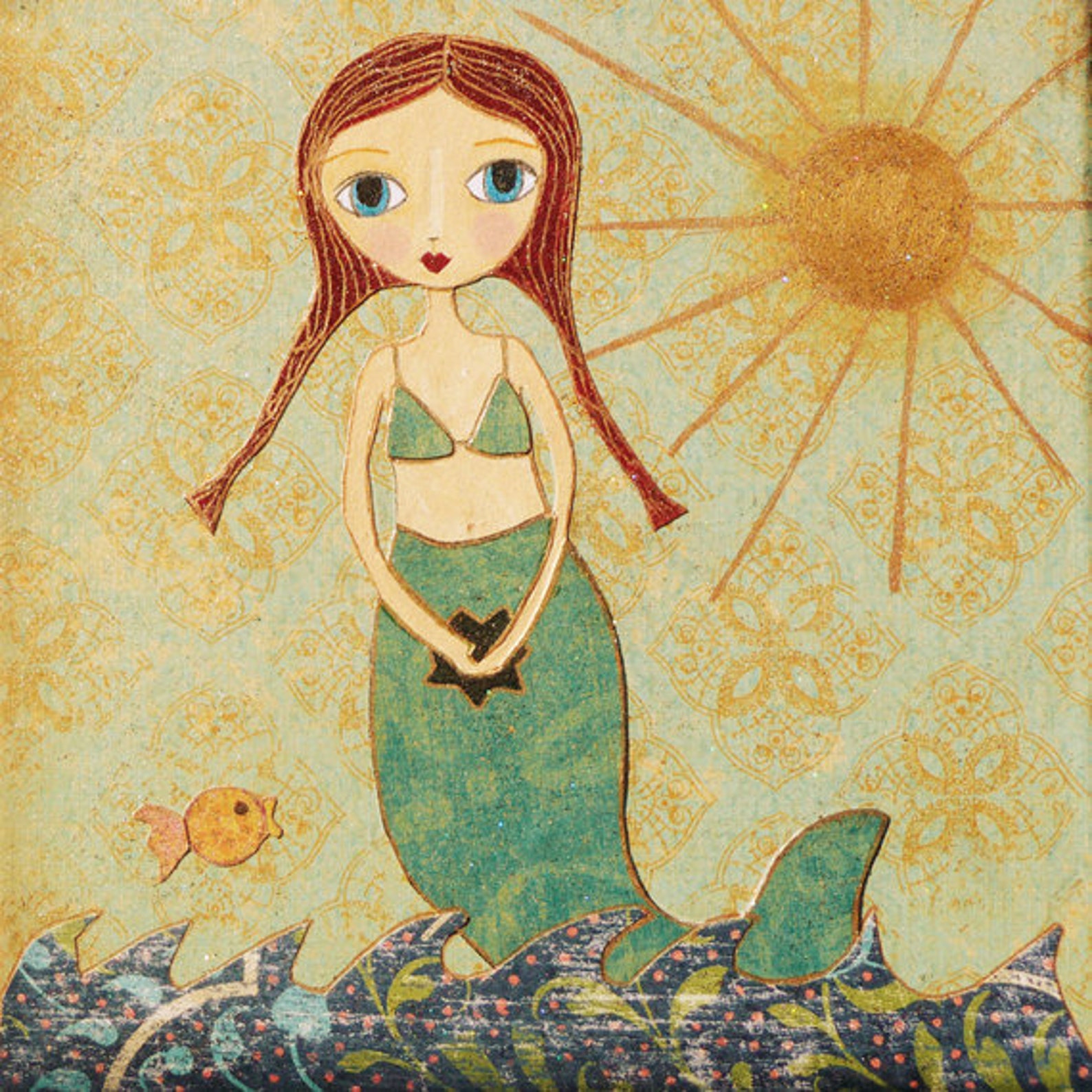 Mermaid Art Print Children Decor Girl Nursery Decor Cute Whimsical