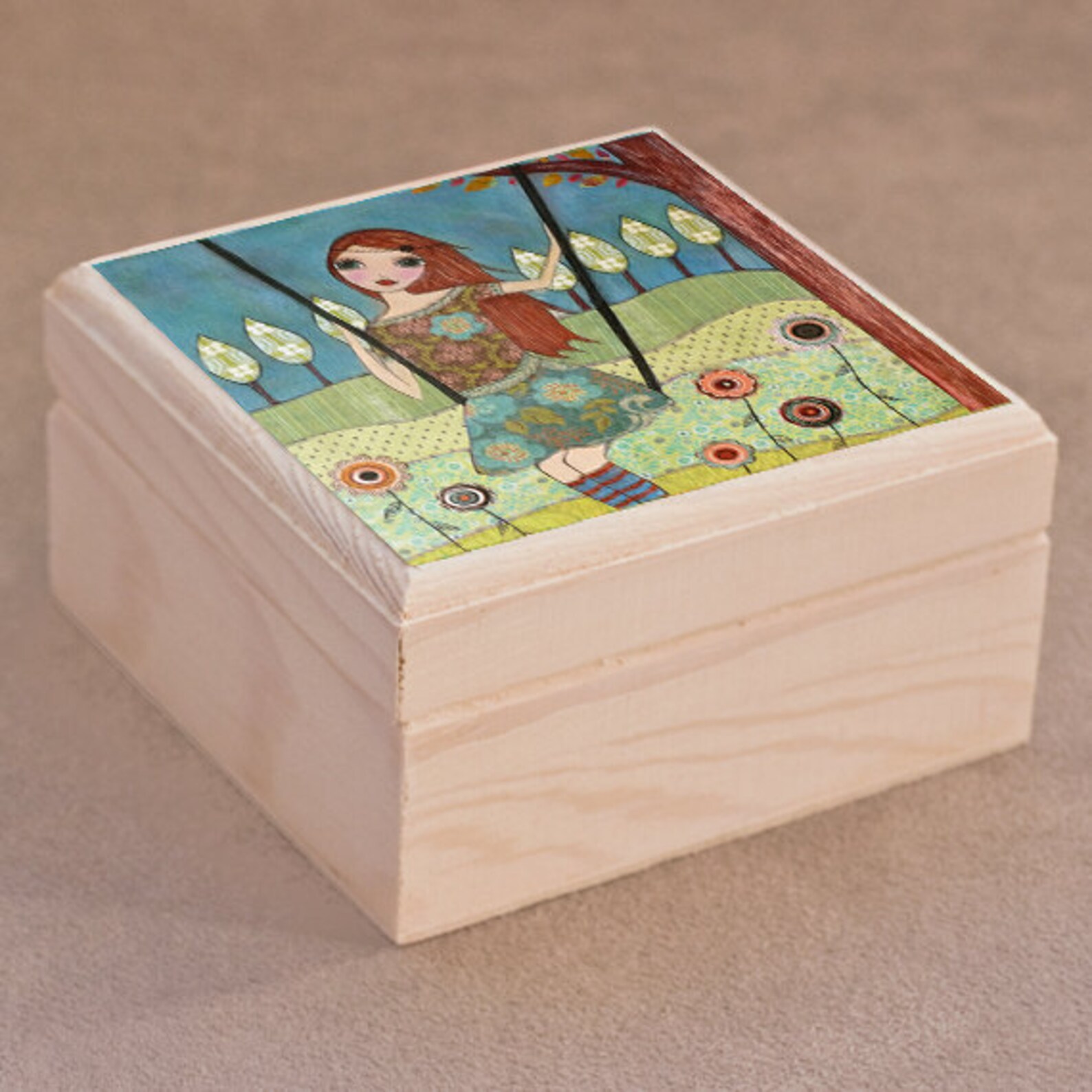 Whimsical Mixed Media Girl Jewelry Box Trinket Box Gift Box Etsy
