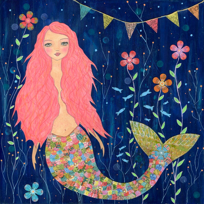 Mermaid Art Large Mermaid Art Print Nursery Decor Etsy