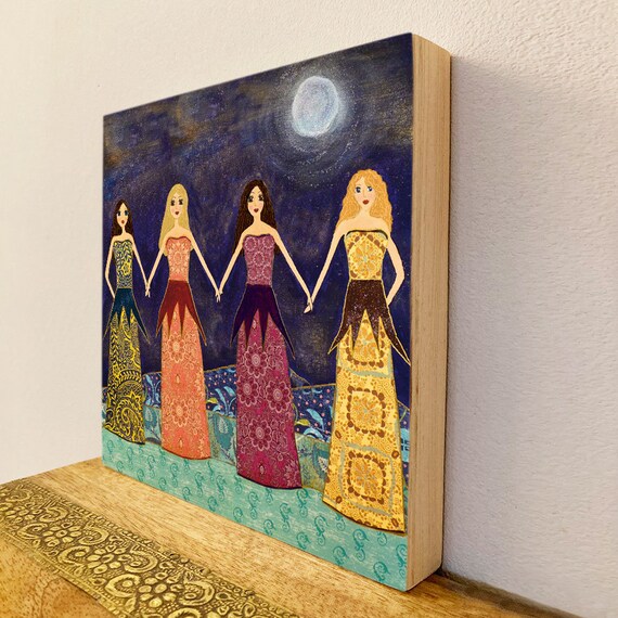 Four Girls Sisters Best Friends Art Four Best Friends Art Etsy