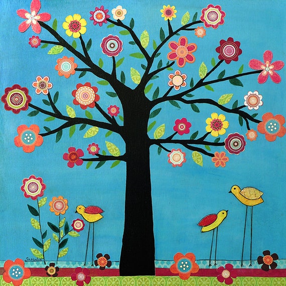 Nursery Print, Bird Tree Nursery Art Print, Nursery Wall Art, Baby