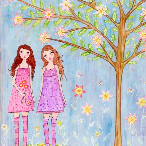 Twin Sisters Art Print, Large Art Print