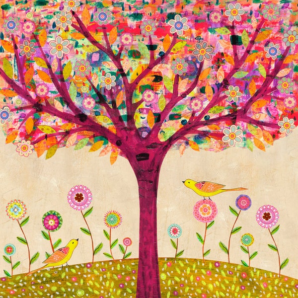 Sunny Tree Art Print, Large Art Print, Tree Painting, Tree Wall Art, Home Decor, Large Tree Painting