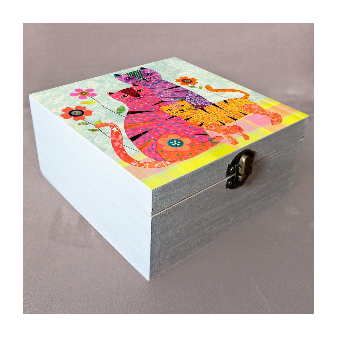 Cat Jewelry Box Wooden Large Jewelry Box Cat Ornament Etsy