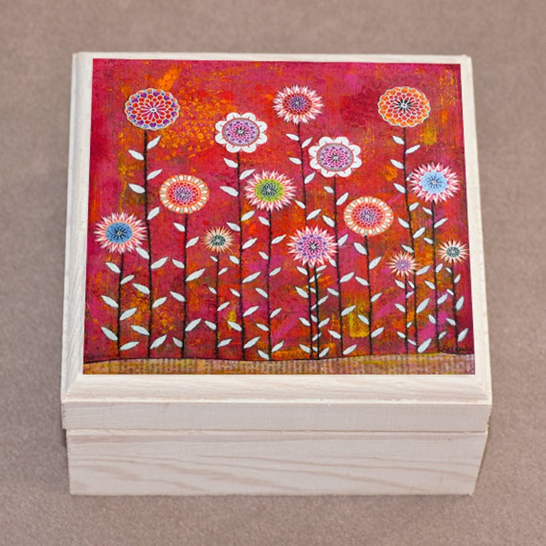 Flower Jewelry Box Wooden Jewellery Trinket Box Etsy