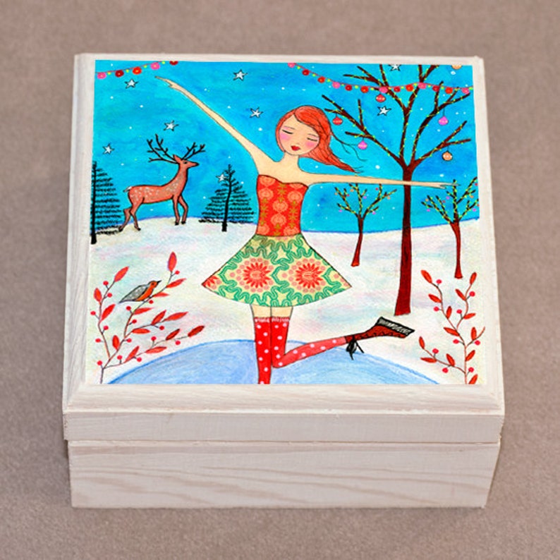 Christmas Skater Jewelry Box Trinket Box Christmas Gift Box