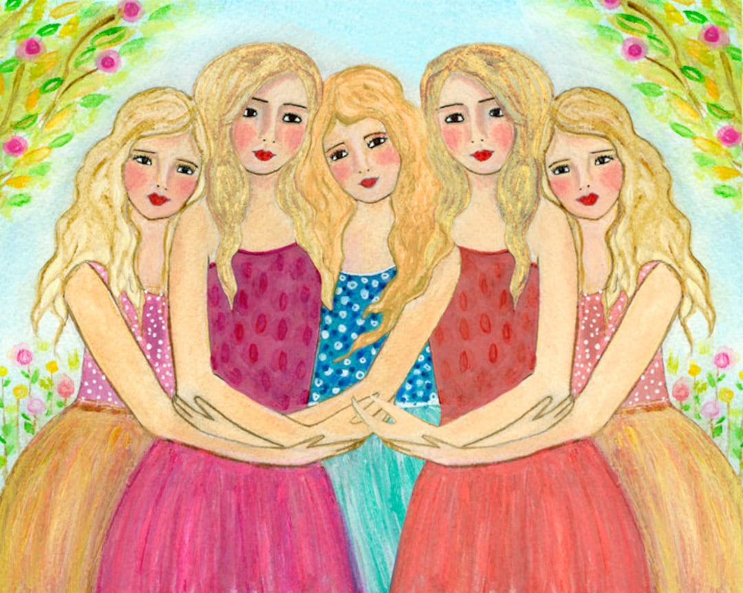 Buy Five Sisters Art Print Sister Art Print Five Best Friends ...