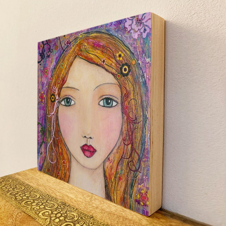 Portrait Painting Art Mystical Mixed Media Girl Art Print on Etsy