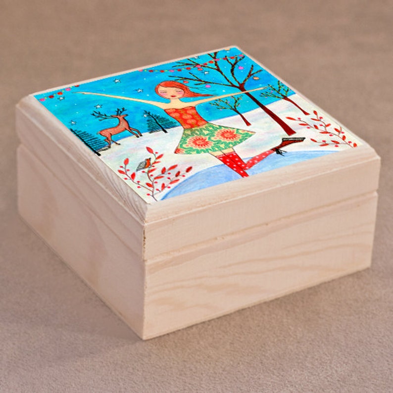 Christmas Skater Jewelry Box Trinket Box Christmas Gift Box