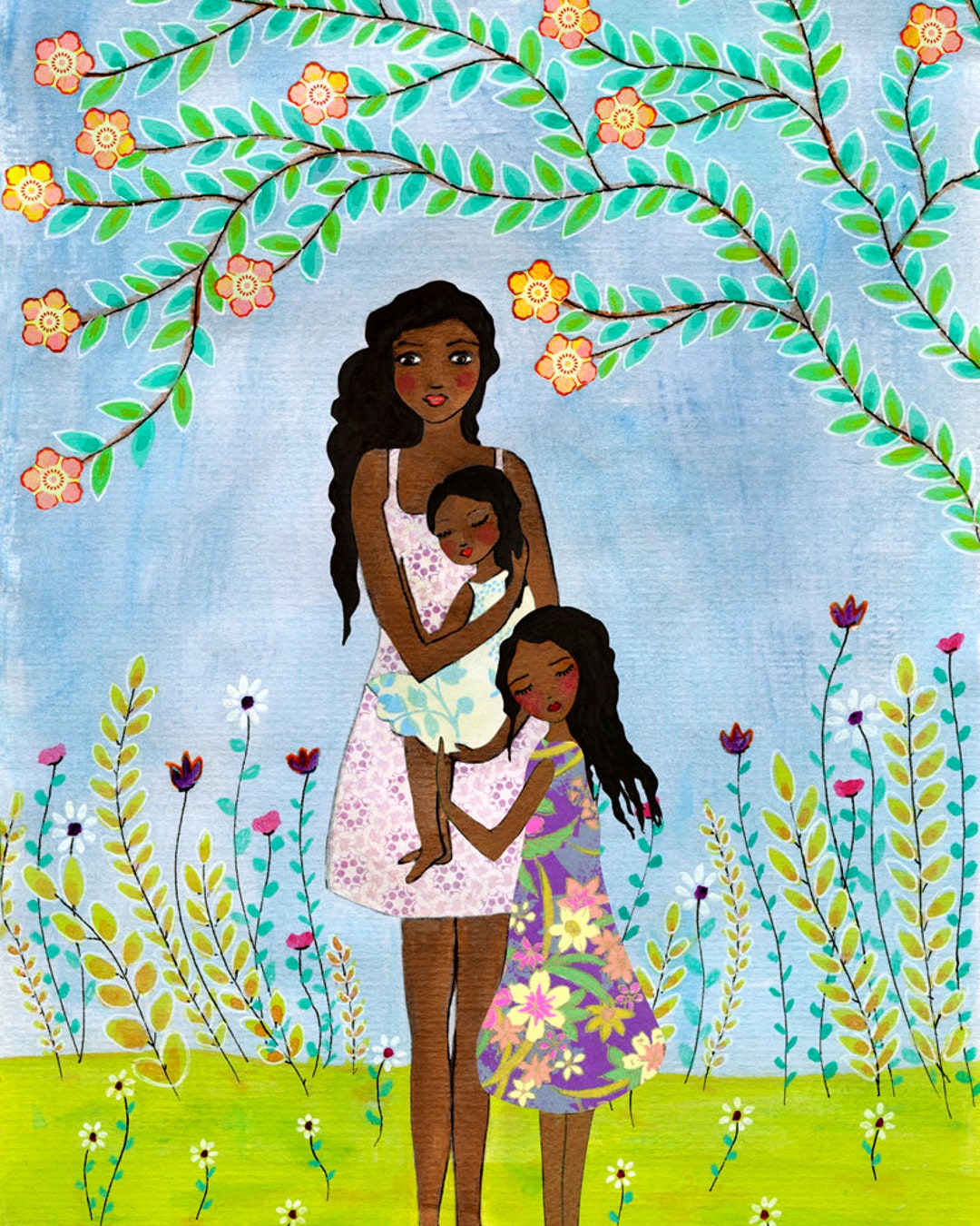Mother and Child Painting Mother Daughter Painting Nursery photo