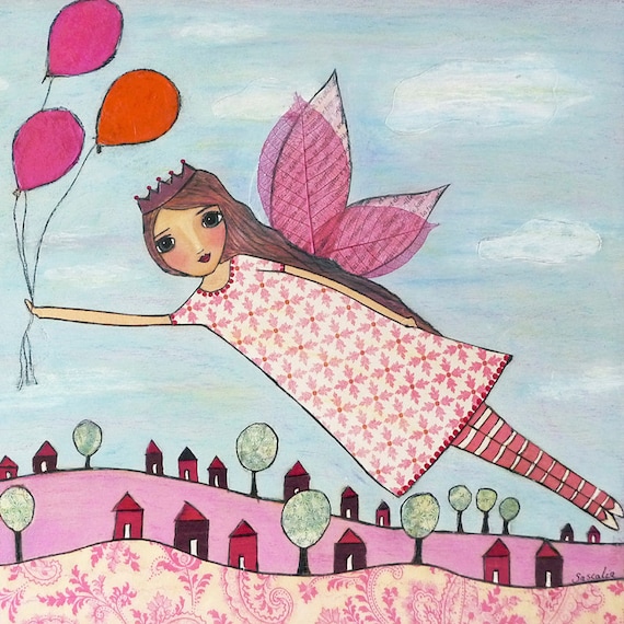 Flying fairy nursery decor girl nursery art baby girl nursery wall art kids room decor kids art girl nursery art play room decor