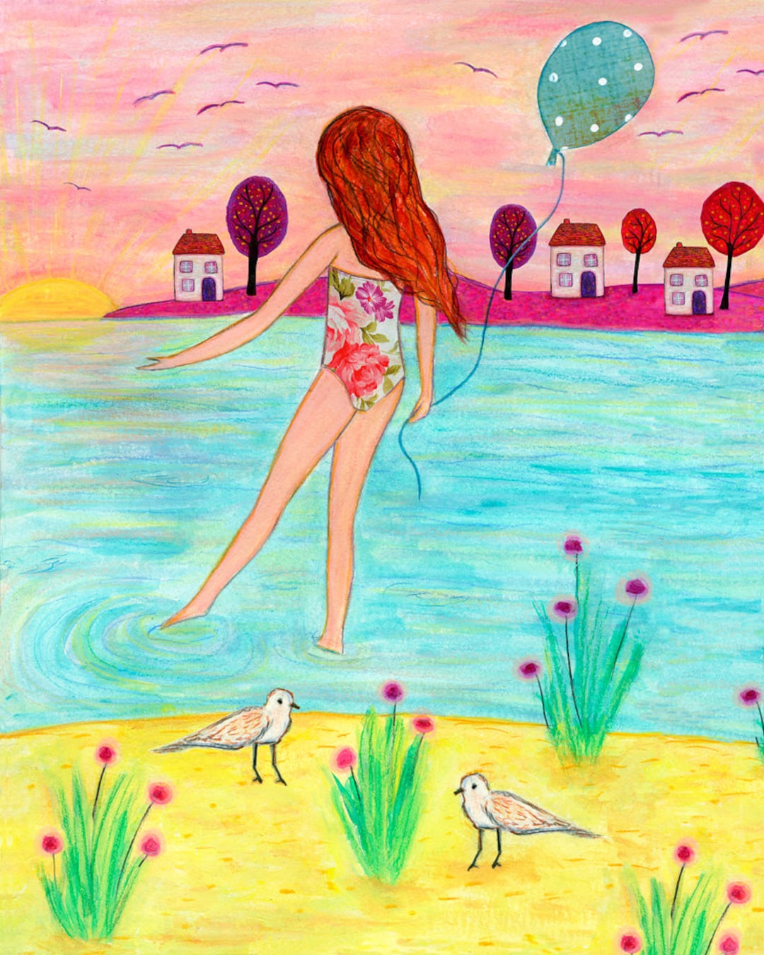 Children Wall Art, Beach Art for Girls Nursery Decor, Nursery Wall Art