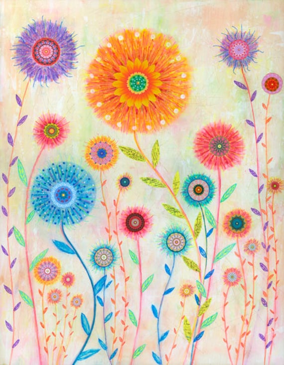 Collage Flower Painting Mixed Media Collage Art Print for Etsy