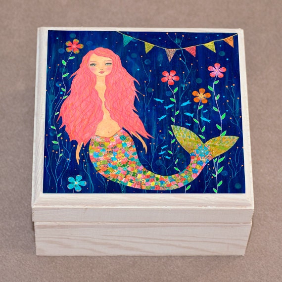 Mermaid Jewelry Box Pink Mermaid Gift Box Etsy