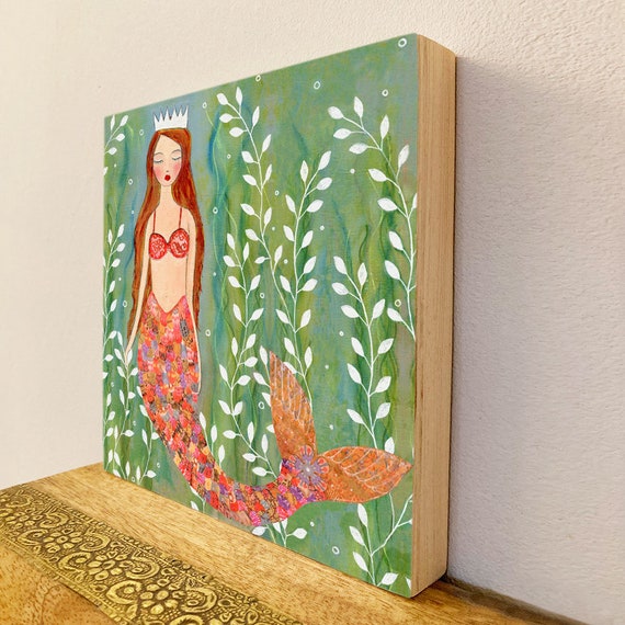 Mermaid Art Mermaid Painting Mermaid Wall Art Mermaid Etsy