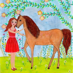 Nursery Art Print, Art for Children Decor, Horse Painting, Horse Illustration, Nursery Wall Art, Child Decor, Horse Nursery Decor
