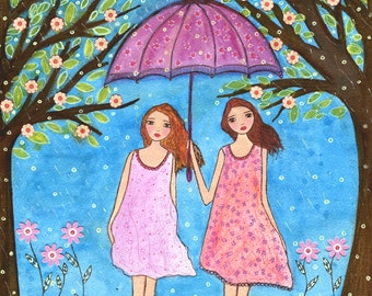 Sister Art Print, Large Sister Print, Girls Room Nursery Decor, Best friend Art Print