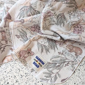 Australian Baby Wrap  Animal Koala Kangaroo Wombat Print Swaddle Soft Natural Flannelette Cotton Newborn Shower Gift Gender Reveal
