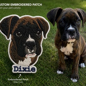 Custom Dog Portrait Embroidery Patches, Personalized Photo Dog Patches, Sew/Iron On/Hook & Loop Patch Applique for Clothes Hats
