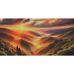 Lebendige Appalachian Berg Sonnenaufgang Landschaft Leinwand, Wandkunst, Naturdekor