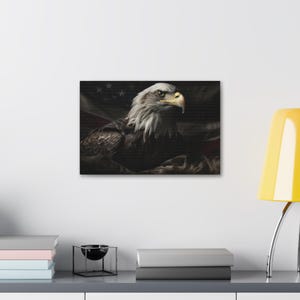 Bald Eagle American Flag Patriotic Canvas Wall Art