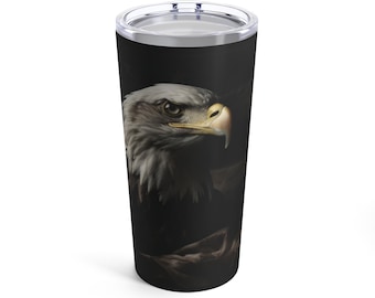 Bald Eagle American Flag Black Tumbler 20oz