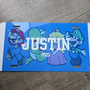 Novelty License Plate - Super Mario Brother Fan Favorite, Personalized, Mario, Luigi, Bowser, Peach, Decorative, Gift, Aluminum, Waterproof
