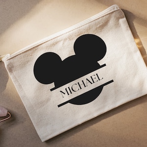 MIckey Minnie Personalized Zipper Pouch, Mickey & Minnie Heads, Disney, Pencil Case, Accessories, Back to school
