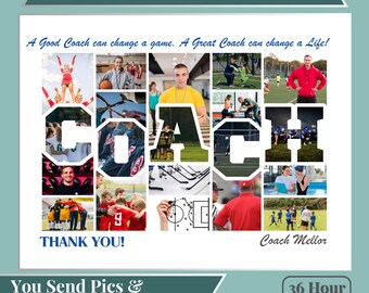 Coach Gift photo collage Personalized Gift picture digital collage digital custom photo gift coach thank you personalized photo collage gift