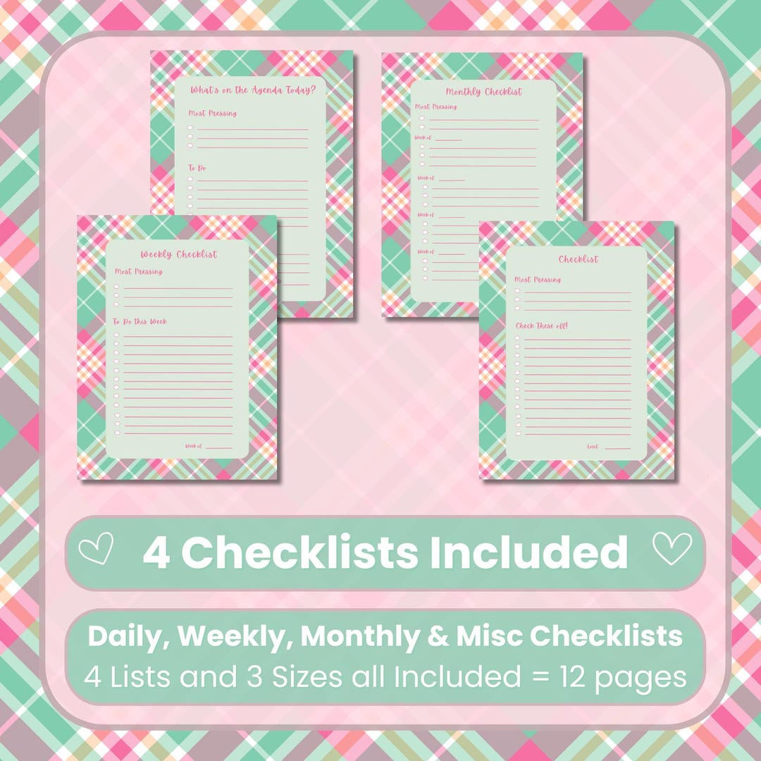 Preppy Checklist Preppy Plaid Planner List Pretty Preppy Decor Organize List for Preppy ...