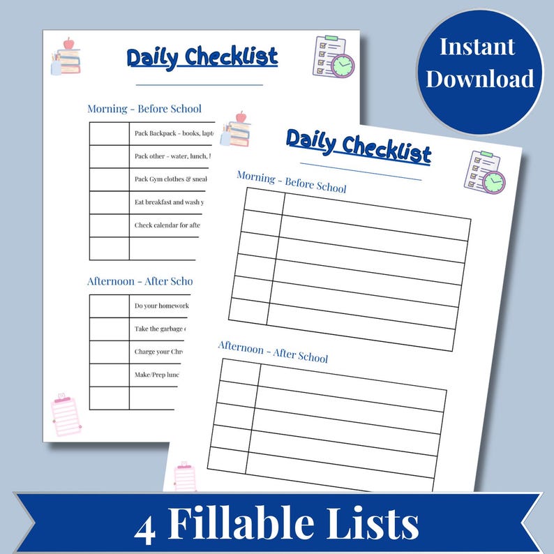 Back to School Checklist Printable Planner Back to School Planner ...