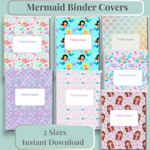 Mermaid binder cover for girl room decor mermaid school supply mermaid party decor for teacher classroom mermaid editable book cover spine