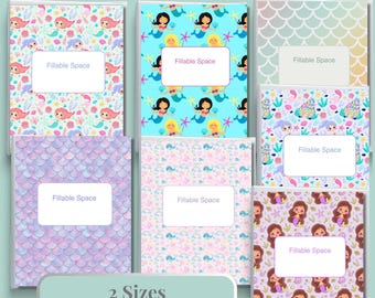 Decoración de sirena para habitación de niña, accesorio de escritorio para niña, regalo para niña, decoración de sirena para 5 años, decoración de fiesta de sirena para el hogar, portada de carpeta de sirena imprimible para niña