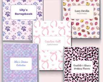 Personalice la cubierta y el lomo de la carpeta para organizar el hogar, una decoración elegante, cubierta de carpeta imprimible personalizada para la escuela y el aula.