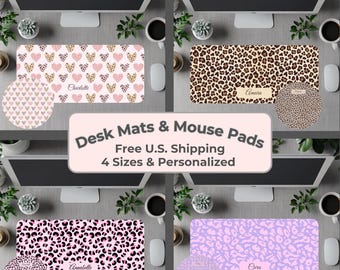 Desk Mat custom and desk mousepad personalized in beautiful animal print desk mat office decor girl boss gift idea for women bedroom decor