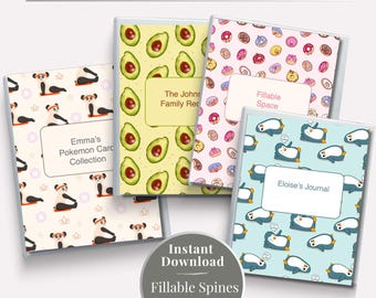 Carpeta de organización del aula imprimible, paquete para libro de útiles escolares, libro de recetas, planificador de comidas, portada para organización de decoración editable