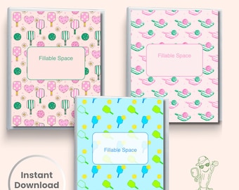 Pickleball Binder Cover fillable with spine cute pickle ball aesthetic decor for home organization decor book cover pickleball personalized